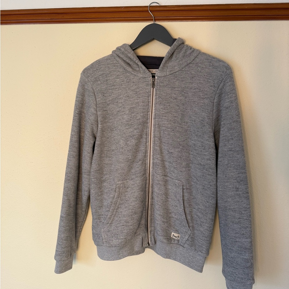Women’s USA Made Marine Layer Signature Lined Zip-Up Hoodie (Grey)